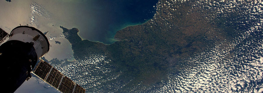La Normandie, photographiée depuis l'ISS. © T. Pesquet/ESA