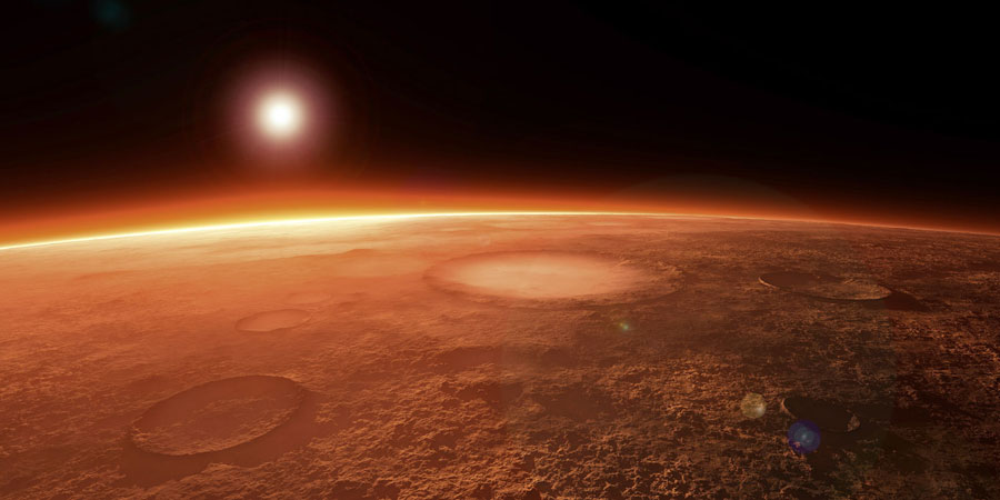 Vue d’artiste de l’atmosphère de Mars