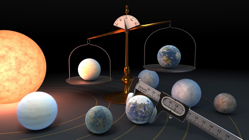 Les planètes de l’étoile Trappist-1 ont une taille comparable à la Terre et une densité un peu inférieure. © Nasa