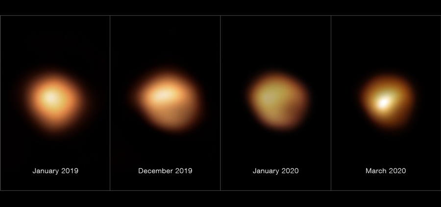 Variation d’éclat de l’étoile Bételgeuse à l'hiver 2019-2020. © ESO