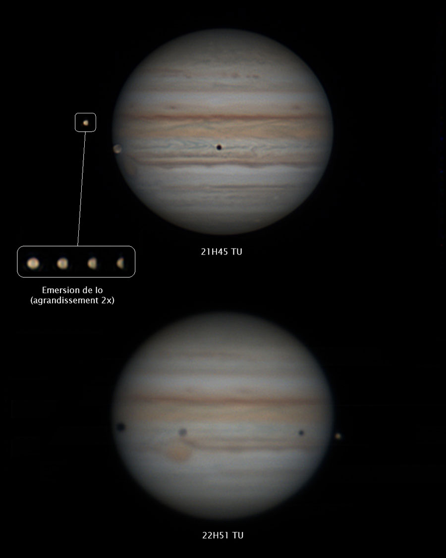 Passage de satellites devant Jupiter le 29 aout 2021. © E. Beaudoin