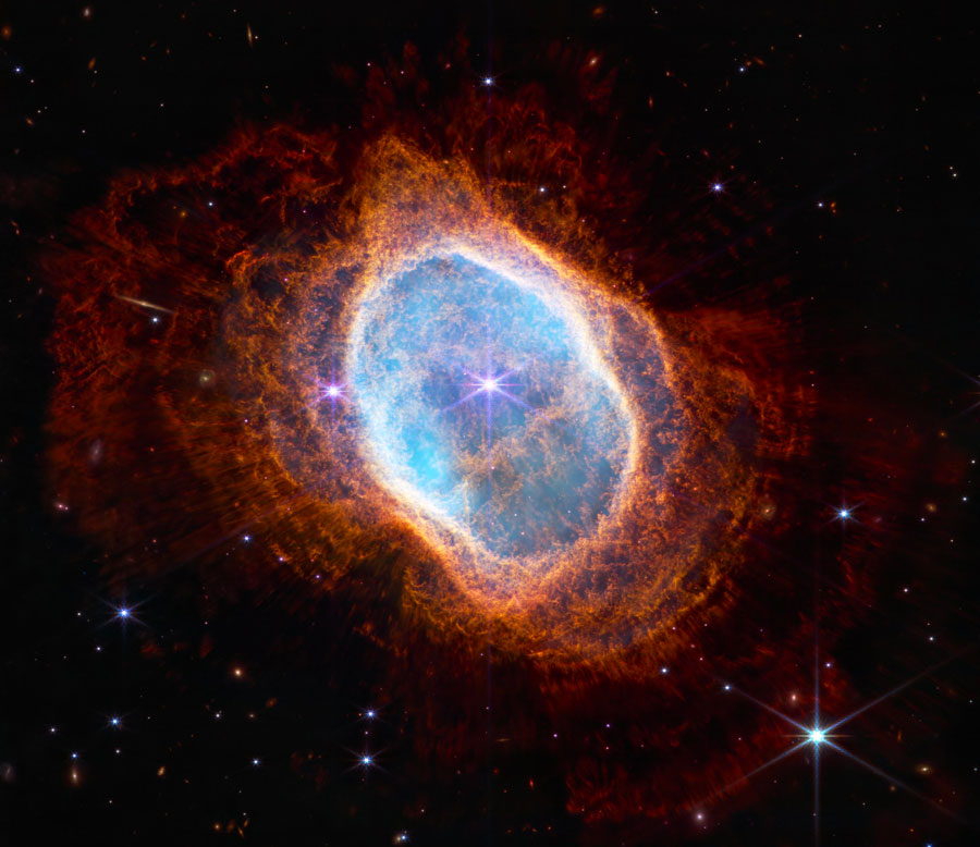 La nébuleuse planétaire NGC3132, aussi appelée l’Anneau austral, vue par le JWST. © Nasa, ESA, CSA, and STScI