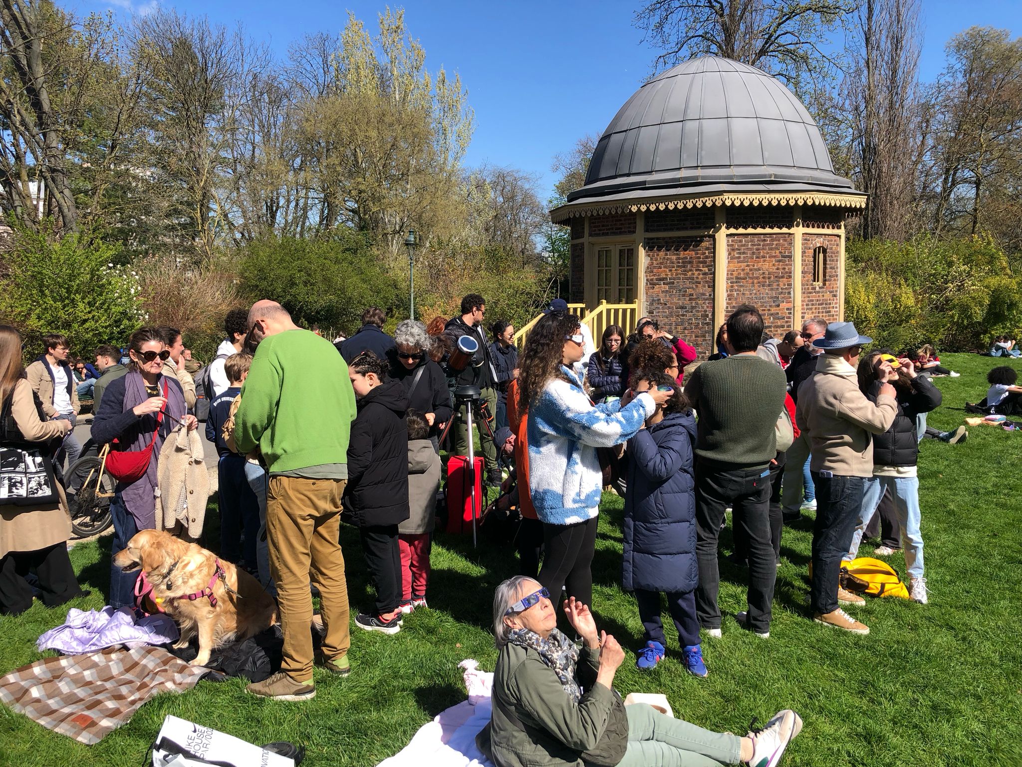 Observation de l’éclipse au parc Montsouris, le 29 mars 2025.