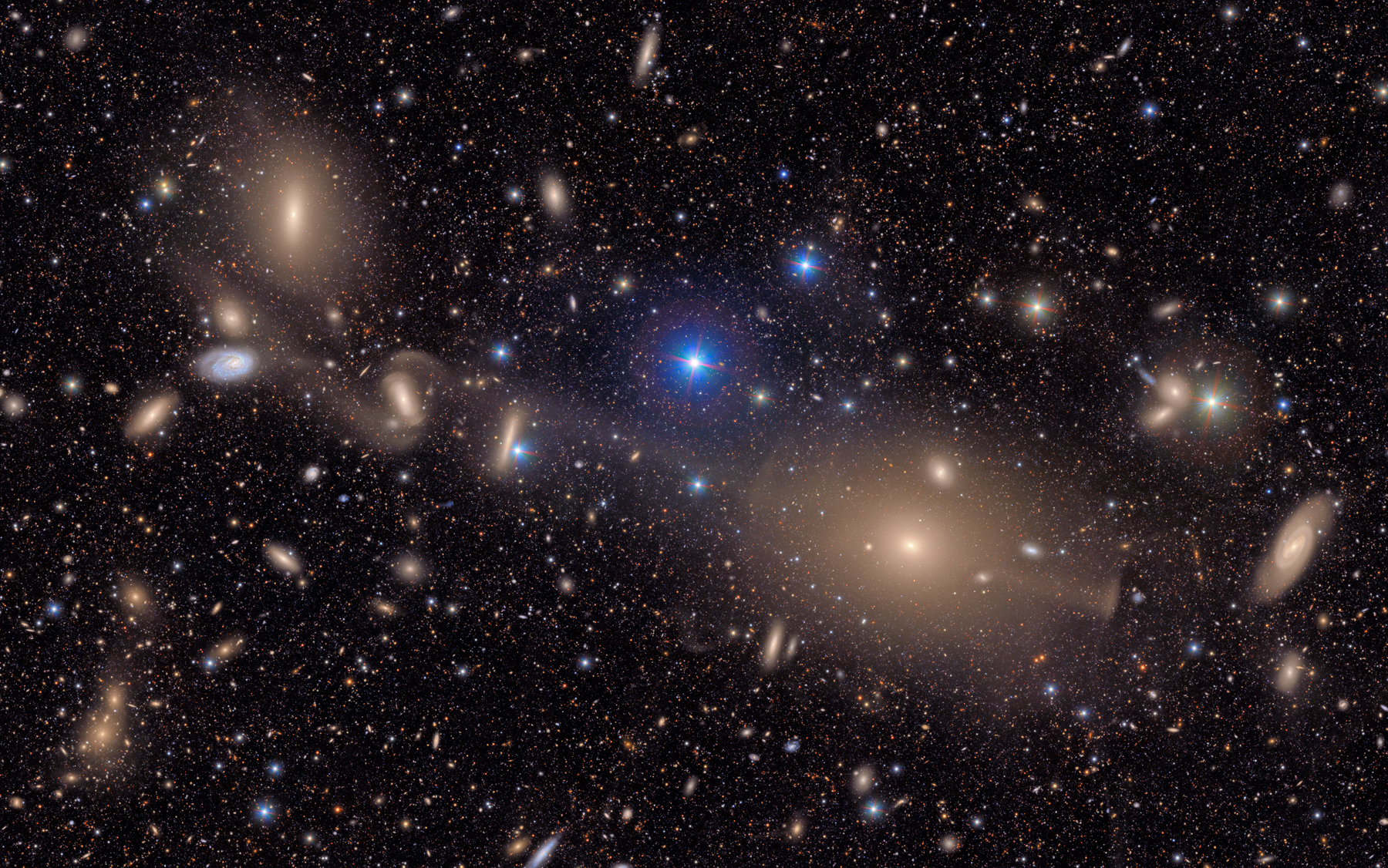 Cette vue prise dans l’amas de galaxies de la Vierge ne représente que 1/15 du champ très large du LSST. © Vera C. Rubin Observatory