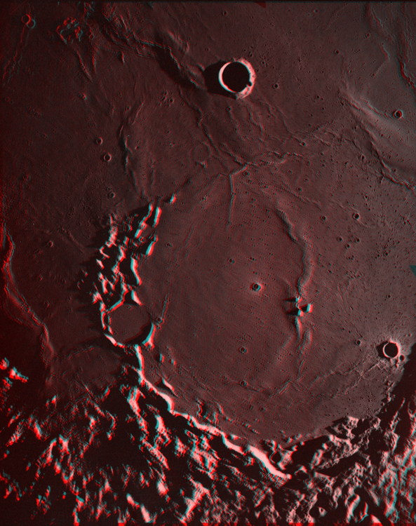 Cratère lunaire Letronne par Apollo 16. Crédit : LPI (3D : P. Henarejos)