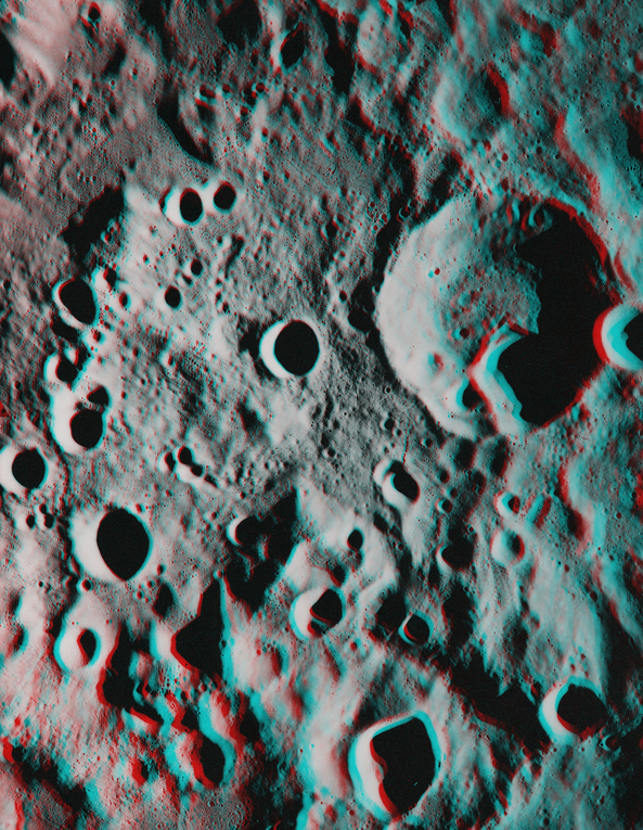 Le cratère Mohorovicic par Apollo 17. Crédit : LPI (3D : P. Henarejos)