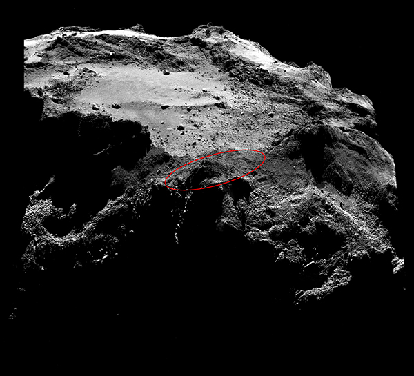 Zone de recherche de Philae en décembre 2014. Crédit : ESA/Rosetta