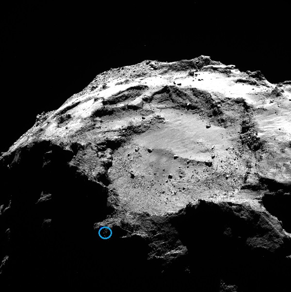 Zone de recherche de Philae au 17 avril. Crédit : ESA/Rosetta/NavCam/CNES