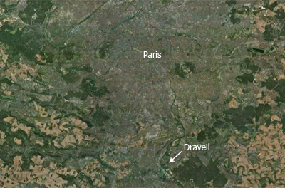 carte de situation de Draveil. Crédit: Google Earth
